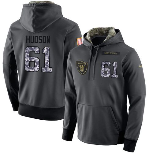 NFL Men's Nike Oakland Raiders #61 Rodney Hudson Stitched Black Anthracite Salute to Service Player Performance Hoodie - Click Image to Close